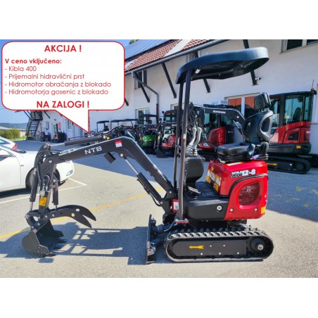 Mini bager goseničar NTS - 1.3-PRO Lomljiva roka, Nastavljivo podvozje