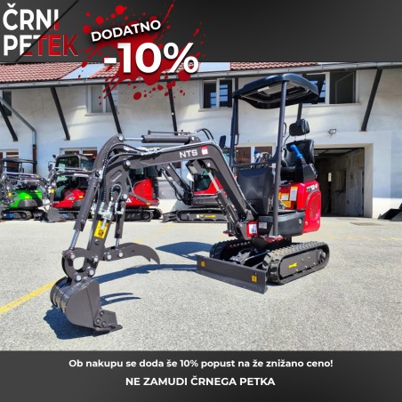 Mini bager goseničar NTS - 1.3-PRO JOYSTICK Lomljiva roka, Nastavljivo podvozje