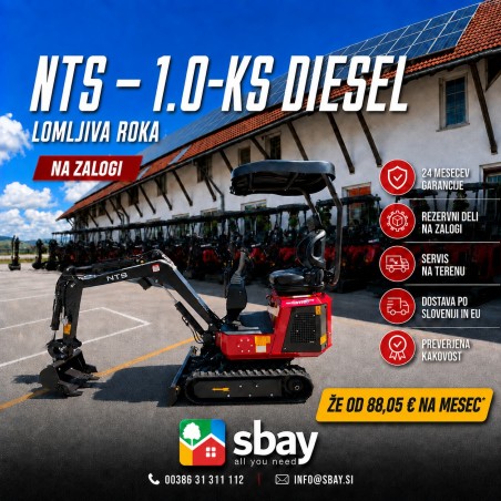 Mini bager goseničar NTS - 1.0-KS, DIZEL, Lomljiva roka